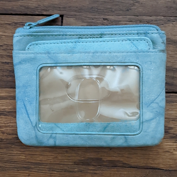 Buxton Top Grain Cowhide Exterior Teal Blue Wallet/Card Holder Set - Picture 4 of 5